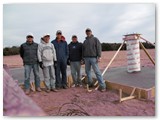 The concrete crew at the end of a successful pour.  Nothing to do but let it cure!