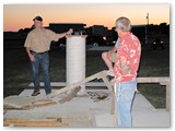 Fellow member, Ken and Mike chat in David's future observatory on a club n observing night.